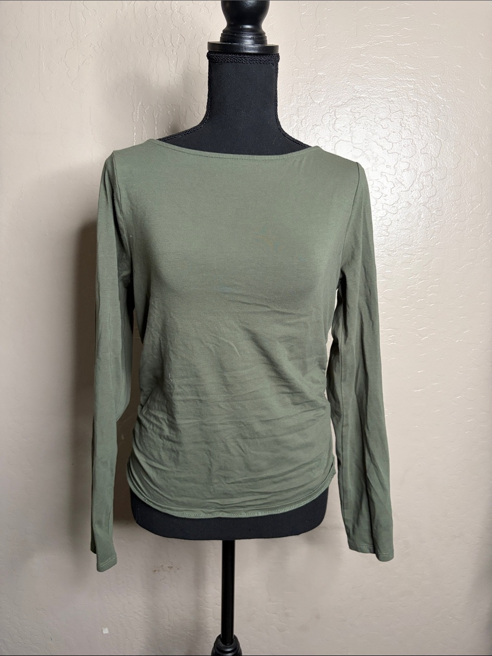 Madden Girl Olive Green Long Sleeve Boatneck Top